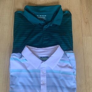 Under Armour Dark Teal and Light Blue Striped Men's Polo